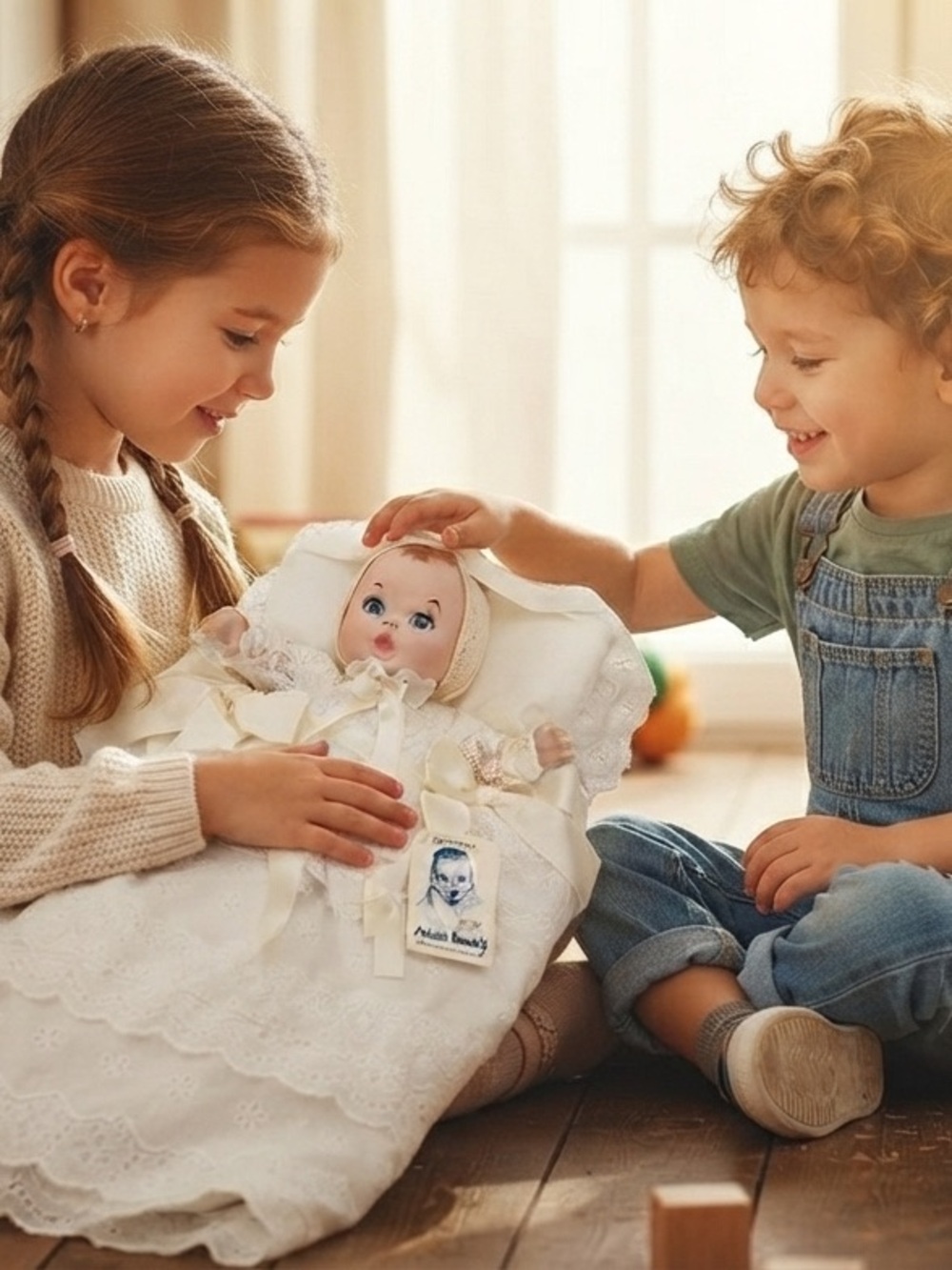 Heirloom Gerber White Baby Doll in Lace Christening Gown